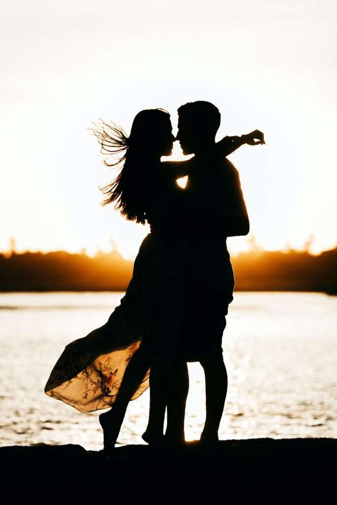 A photo of a silhouette of a couple by Johnathan Barbour for an article on Marriage by Janine White, Houghton & Mackay
