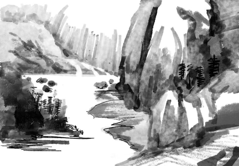 Chinese Brush Stroke art by Yini Wang for Houghton and Mackay Magazine